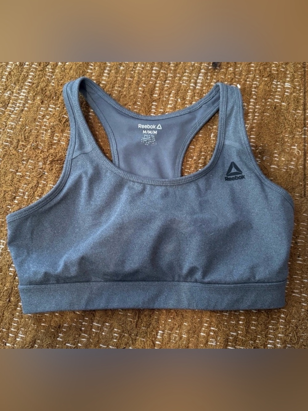 Reebok Gray Medium-Impact Racerback Sports Bra Size Medium